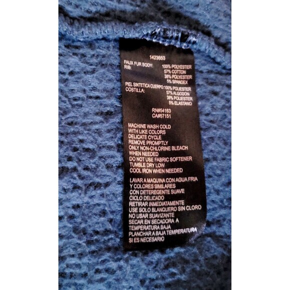 Mark New York Women's Size M Top Hoodie Faux Fur Sweater Blue - Picture 6 of 6